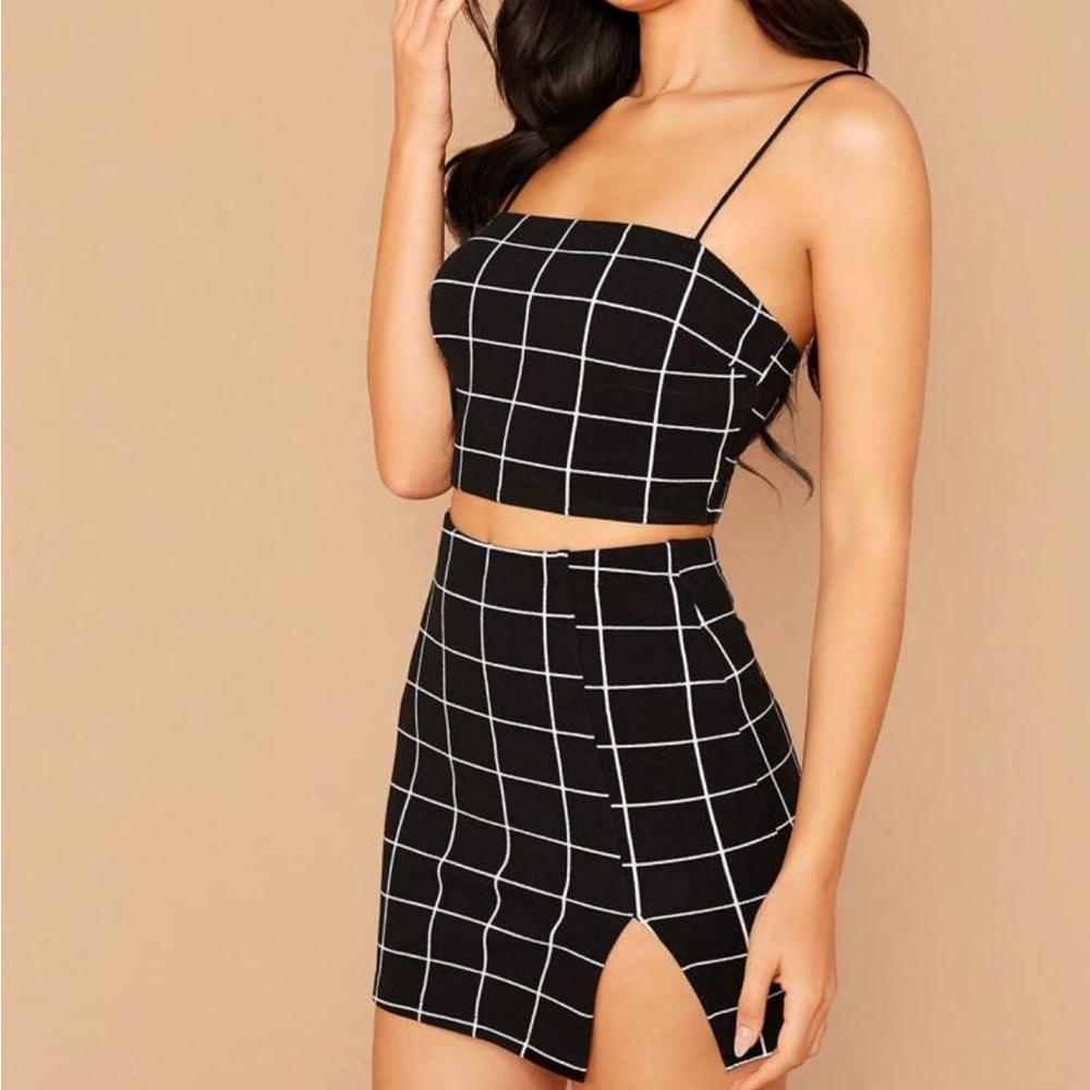 SHEIN Black and White Checkered Mini Skirt